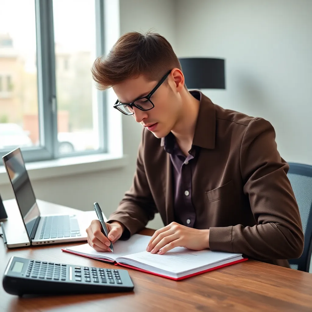 Pensioenplanning documenten met calculator en koffie